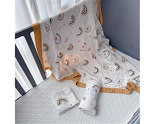 Rainbow Muslin Blanket for Baby - Soft and Breathable 47x47 Swaddle Blanket