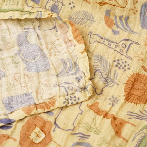 CoolaPeach Muslin Swaddle Blankets 3 Pack Jungle Pattern
