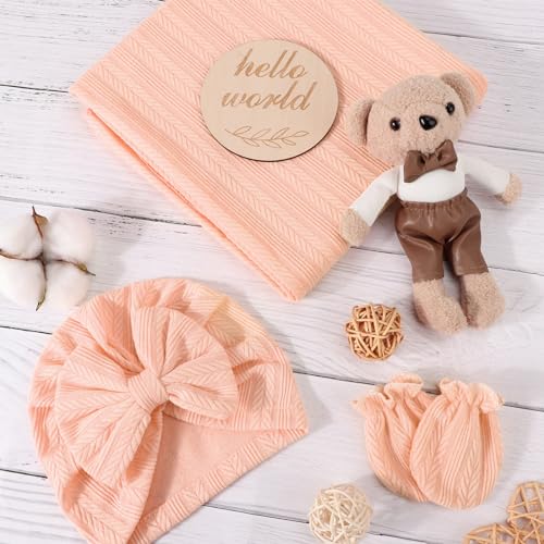 AQOKKA Newborn Receiving Blanket Set with Bow 1