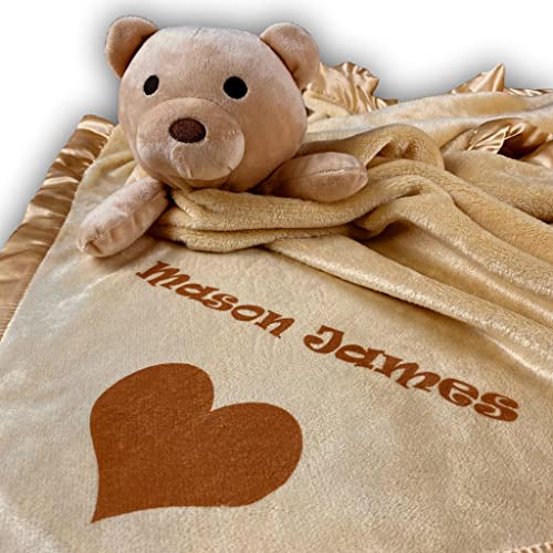 Custom Catch Personalized Teddy Bear Baby Blanket - Brown 1