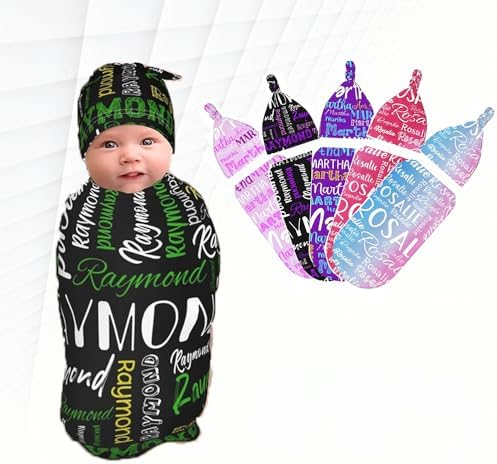 Personalized Name Swaddle Set for Baby Girl or Boy