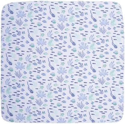 Everyday Kids 4 Pack Baby Blue Flannel Blankets with Ocean Animals
