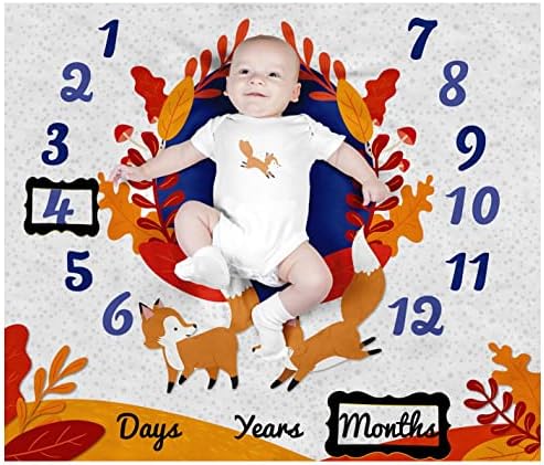 PAMBO Fox Theme Baby Milestone Blanket - Photo Shower Gift