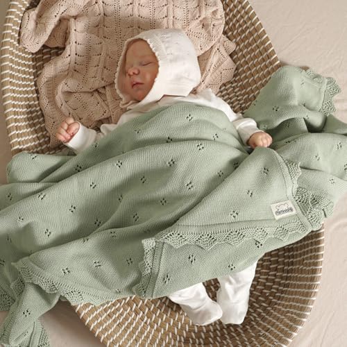 Mimixiong Cotton Baby Blanket Swaddling 30x40 Inch Sage Green
