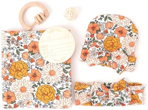 DRESHOW BQUBO Floral Swaddling Blanket Set for Newborns
