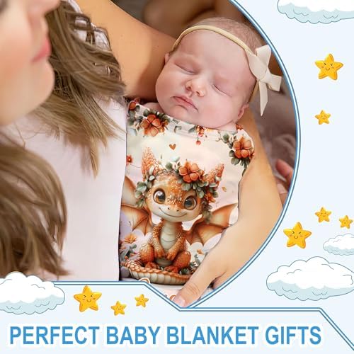 Hyturtle Personalized Dragon Baby Blanket - Cozy Fleece Blanket for Newborns