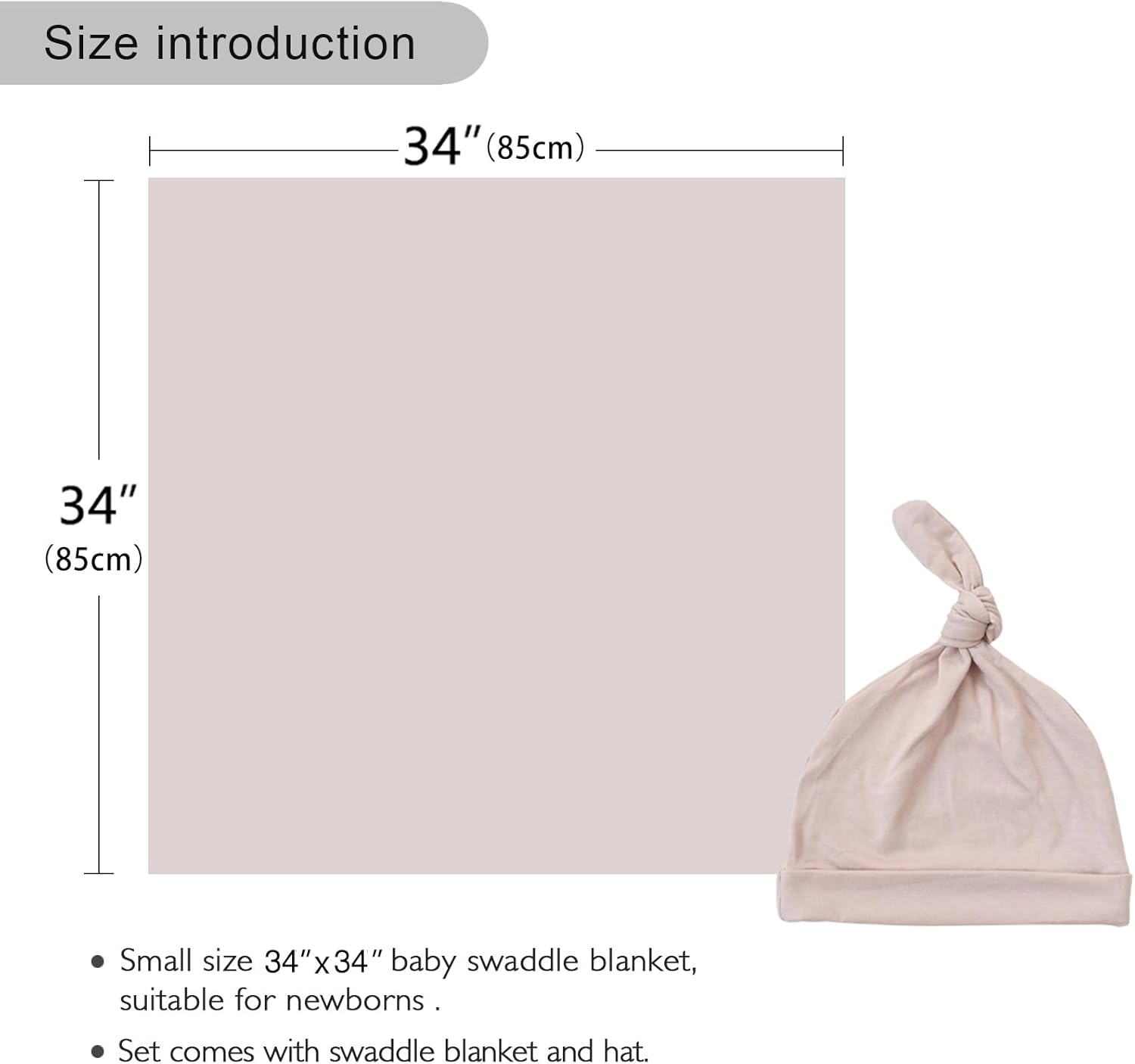 Aijoviko Newborn Swaddle Blanket with Hat Set 35x35