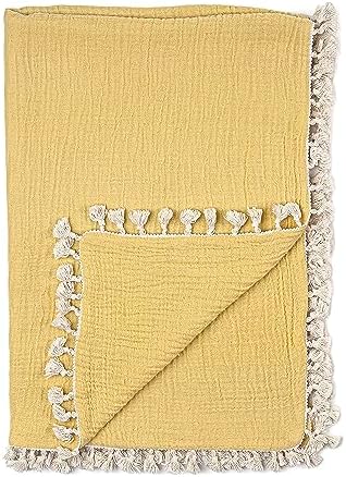 Crane Baby Muslin Swaddle Blanket 30 x 40 Ochre Yellow