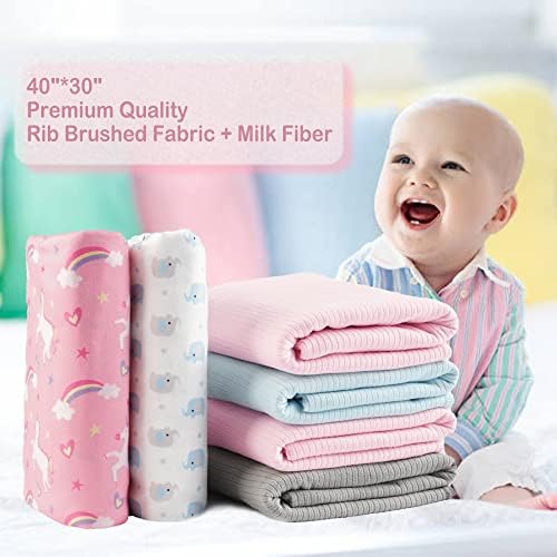 Ultra Soft Jersey Swaddle Blanket 40x30in Elephant Design 2 Pcs