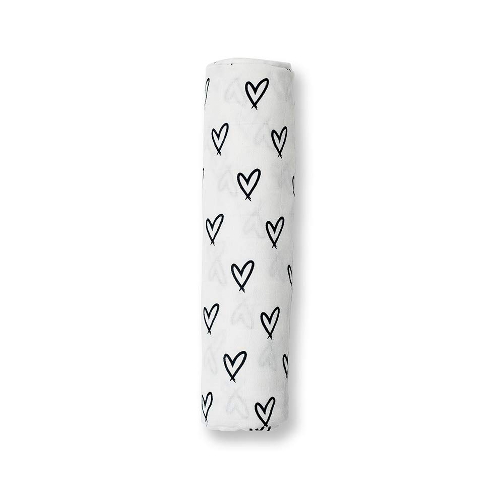 Lulujo Baby Swaddle Blanket Hearts 47 x 47-Inches