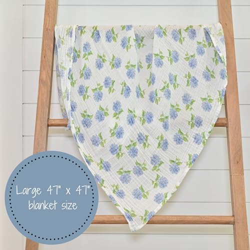 LollyBanks Hydrangea Print Swaddle Blanket 47x47 Inches