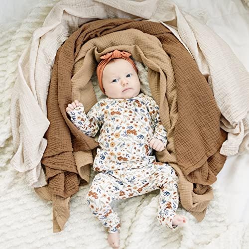 Konssy 3 Pack Muslin Swaddle Blankets 47x47