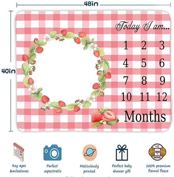 FHZON Strawberry Wreath Swaddling Blanket 48x40in