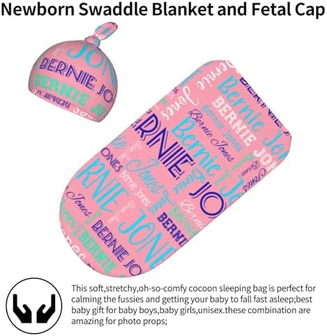 Personalized Baby Swaddle Set with Name and Hat 1
