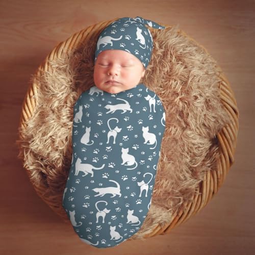 Muishi Newborn Swaddle Blanket Hat Set for Baby