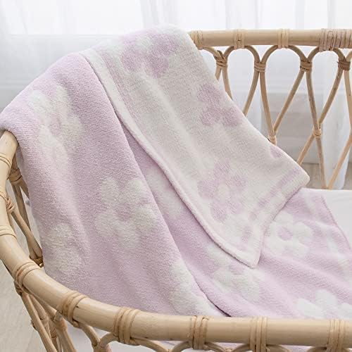 Living Textiles Chenille Baby Blanket Purple Flower