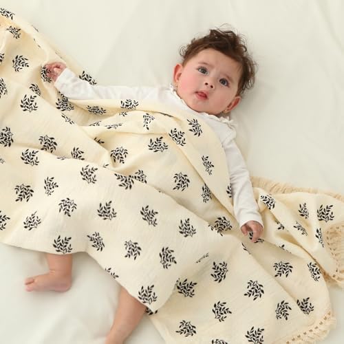 Insular Cotton Muslin Baby Blanket with Tassel 47 x 40