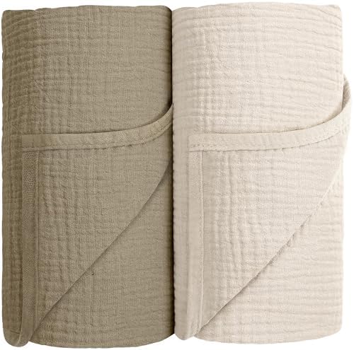 Susurration 100 Cotton Muslin Swaddle Blanket 40x40in Olive Green
