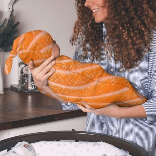 3D Funny Food Salmon Sushi Baby Swaddle Blanket with Hat