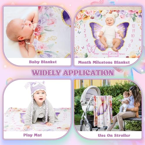 Butterfly Baby Milestone Blanket Set for Baby Girls