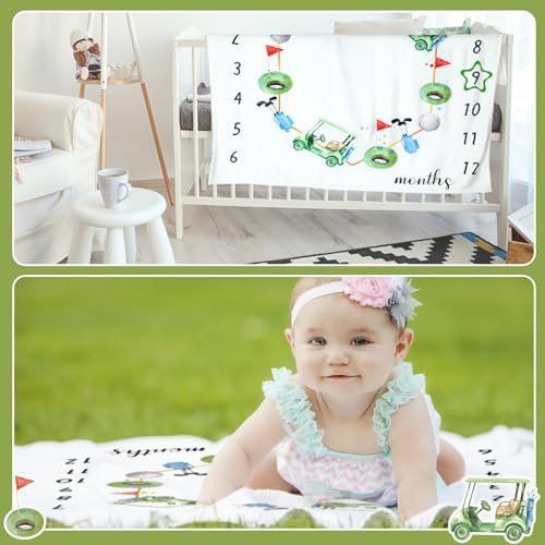 Mindsoft Golf Print Monthly Milestone Blanket