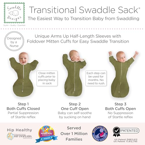 SwaddleDesigns Transitional Swaddle Sack - Heathered Green