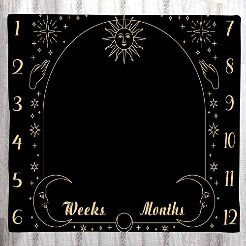 Baby Monthly Milestone Blanket - 48x40 Inch Swaddle Blanket with Sun Moon Design