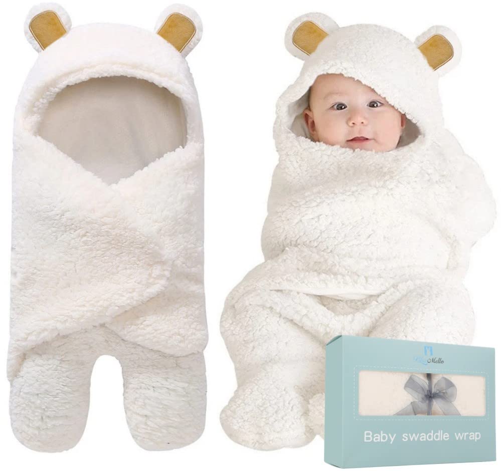 BlueMello Ultra-Soft Baby Bear Swaddle Blanket