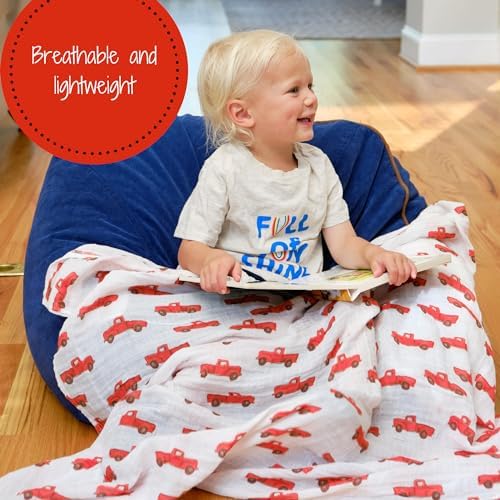 LollyBanks Truck Print Muslin Swaddle Blanket Set