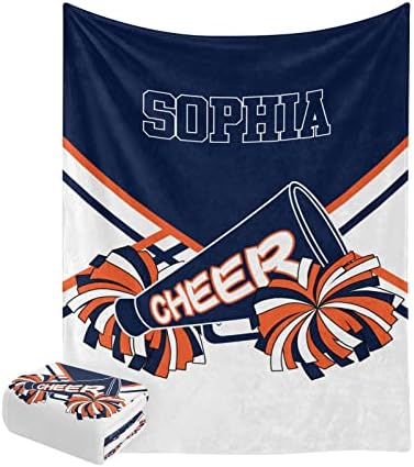 Cheerleader Orange Navy Blue Personalized Blanket