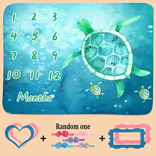 PHMOJEN Baby Milestone Blanket with 4 Frames and Headband
