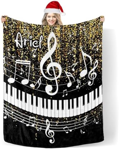 Custom Blanket with Name Music Golden Black Swaddling Blanket for Baby