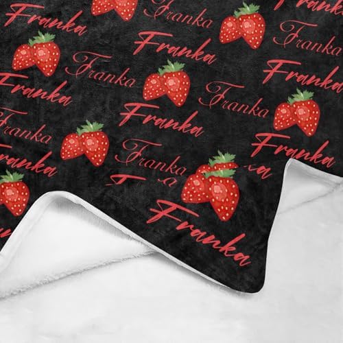 Custom Blanket with Name Text Red Strawberry Style 30x40inch