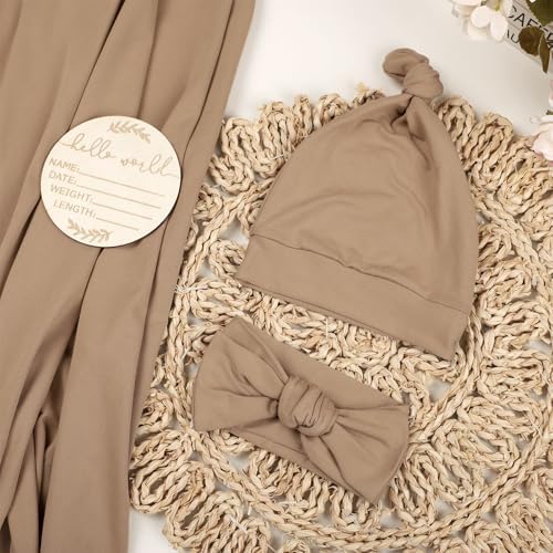 TANOFAR 4-Pack Newborn Swaddle Blanket Set Brown