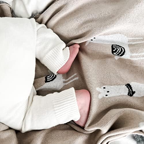 Baby Receiving Swaddle Blanket - 100 Fine Loomed Cotton Llama Pattern