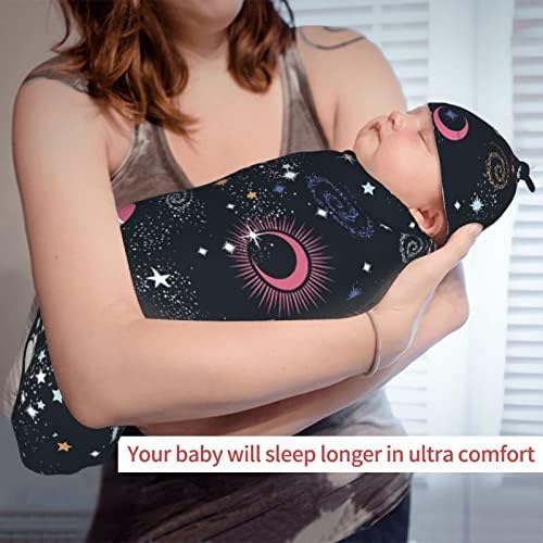 Osvbs Space Galaxy Swaddle Blanket with Beanie Set