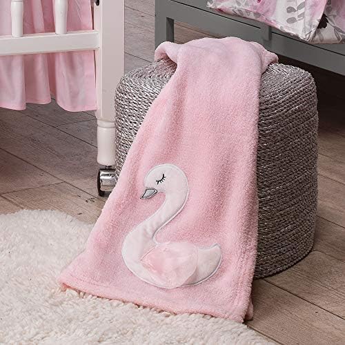 Blossom Pink White Swan Coral Fleece Baby Blanket 1