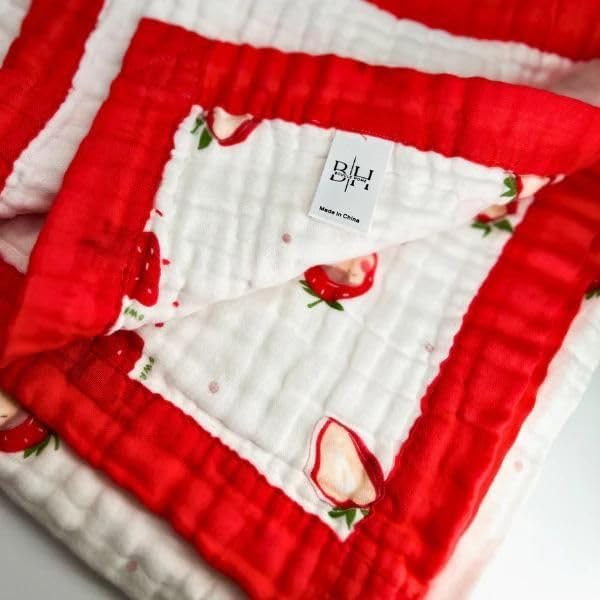 Boucle Home Baby Cotton Receiving Blanket with Strawberry Pattern 1