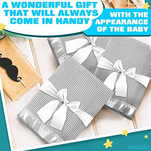 NADOBA Thermal Waffle Baby Blanket 36 x 50 with Satin Trim