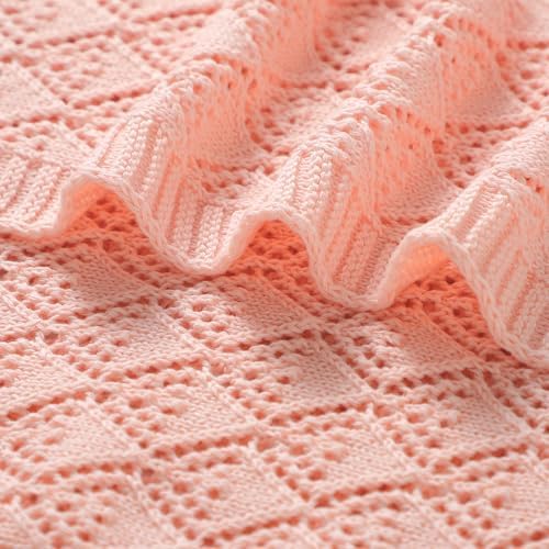 Neiwech Soft Cotton Swaddle Blanket 40x30 Inch Pink