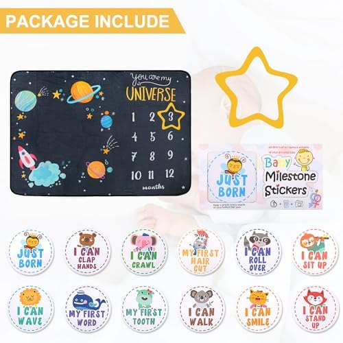 ComboJoy Baby Milestone Blanket with Stickers