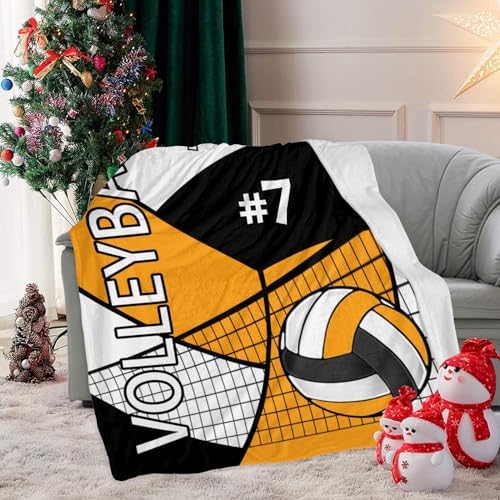Custom Blanket with Name Volleyball Light Orange Swaddling Blanket for Baby Shower