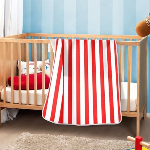 FLildon Red White Stripes Cotton Baby Blanket 30x40