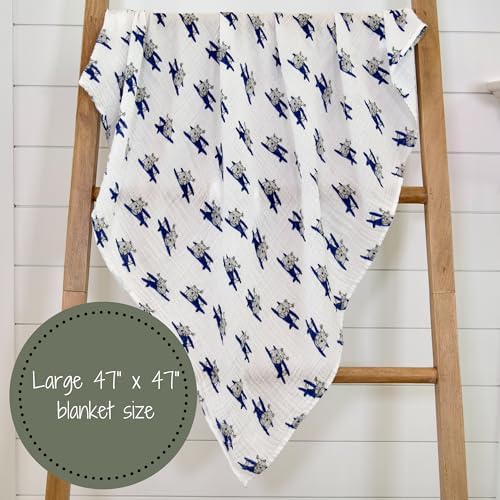 LollyBanks Muslin Swaddle Blanket - Airplane Print