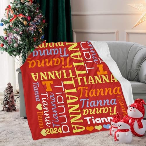 Custom Blanket with Name Text Personalized Swaddling Blanket for Baby