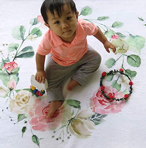 SEJJEN Baby Milestone Blanket - Floral Plush Fleece for Photos