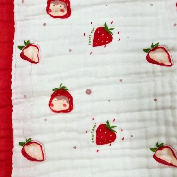 Boucle Home Baby Cotton Receiving Blanket with Strawberry Pattern 1