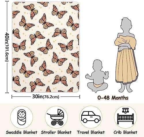 KICPOAY Swaddle Blanket for Brown Monarch Butterflies Baby Receiving Blanket