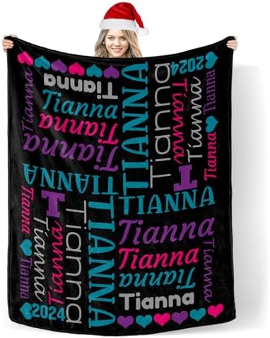 Custom Blanket with Name Text Soft Cozy Swaddling Blanket for Baby