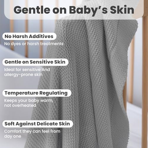 Little Dedi Organic Cotton Knitted Blanket - 30x40 Harbor Mist